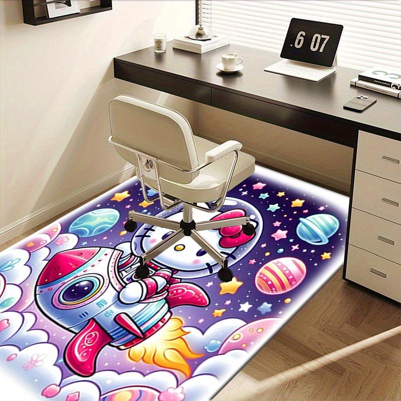 Office Rug Hello Kitty, Space Adventure Anti-Slip Rug, Machine Washable for Living Room, Bedroom, Office, Multiple Sizes, Bedroom Mat, Decorative Mat,