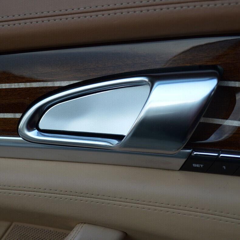 For Porsche Panamera 2010-2016 Silver Aluminium Inner Door Bowl Cover Trim 4PCS