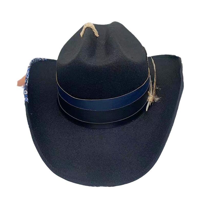 Sombrero de Lana Sombrero de Vaquero Sombrero de Copa Jazz Retro Antiguo Otoño e Invierno Sombrero de Fieltro