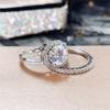 2pcs/set Aesthetic Engagement Rings Female Shiny Crystal CZ Chic Bridal Wedding Accessories Delicate Women's Jewelry Gift