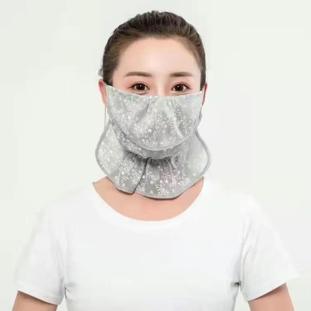 Hot Sale Anti-UV Lace Sunscreen Mask Hanging Ear Breathable Face Cover Scarf Dust-proof Ear Cord Cycling Scarf Outdoor Sports