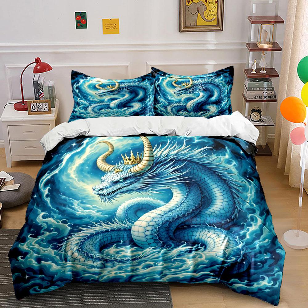 Majestic Dragon Art Decor Set Bedding Set with 1 Duvet Cover 2 Pillowcases Single Double King Queen, Gift