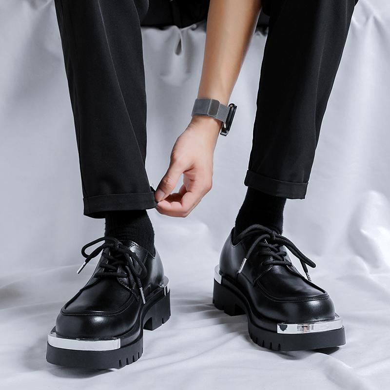 Fashion New Derby Men's Leather Shoes Trendy Classic  Styles Outdoor Leisure Street Fashion Dress Party Black Shoes Handsome