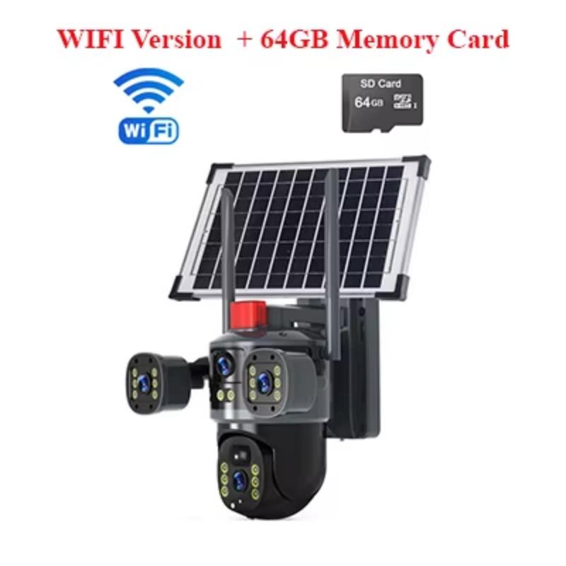 LS VISION 12MP Three-Lens 3 Screen CCTV Camera Solar 4G WIFI Wireless Solar Panel Powered Surveillance PTZ Camera Waterproof Outdoor V380Pro