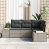 Garden Sofa Set 4 Pcs Light Grey Poly Rattan