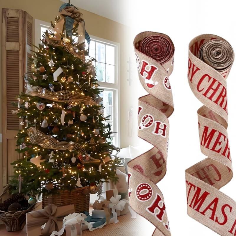 Festive 2 Meter Christmas Ribbon Banner Featuring Joyful Christmas Letters For Gifts
