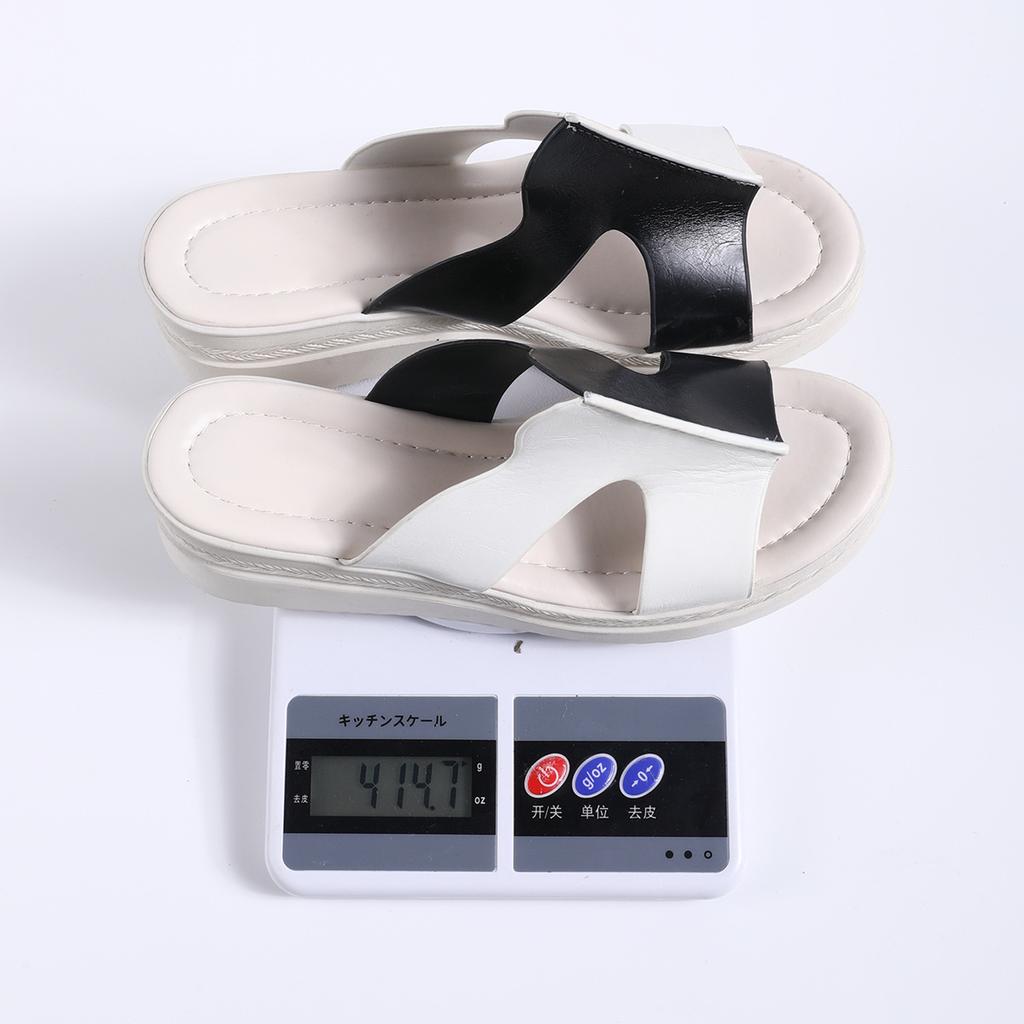 Slope Heel Cool Slippers Women's Summer New Muffin Bottom Fish Mouth Slippers Women's Outer Wear Color Matching One-word Slippers Women