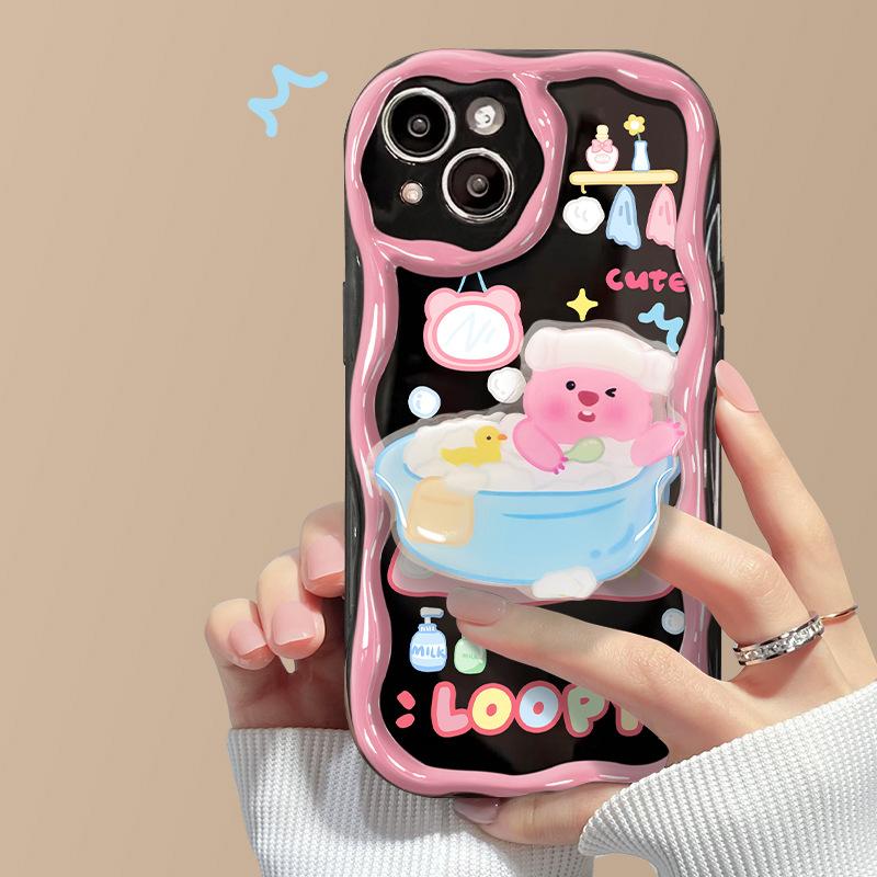 Anwendbar auf Apple 15promax Handyhülle IPhone 14/13 Niedlicher Cartoon-Ständer 11/12 Silikon Xs Sturzsicher