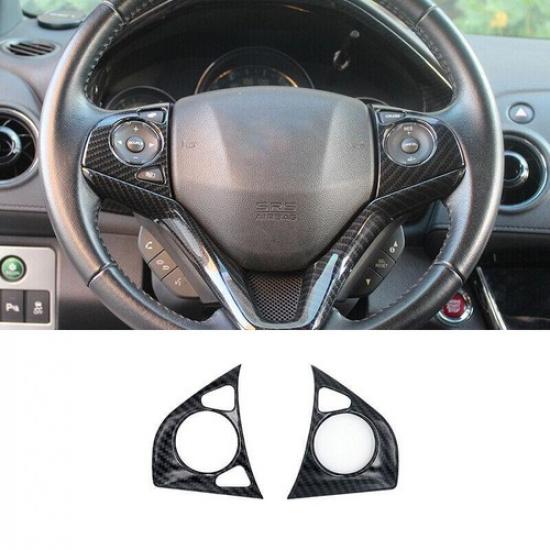 Carbon Fiber Black Steering Wheel Button Cover Trim 1PC For Honda HR-V 2016-