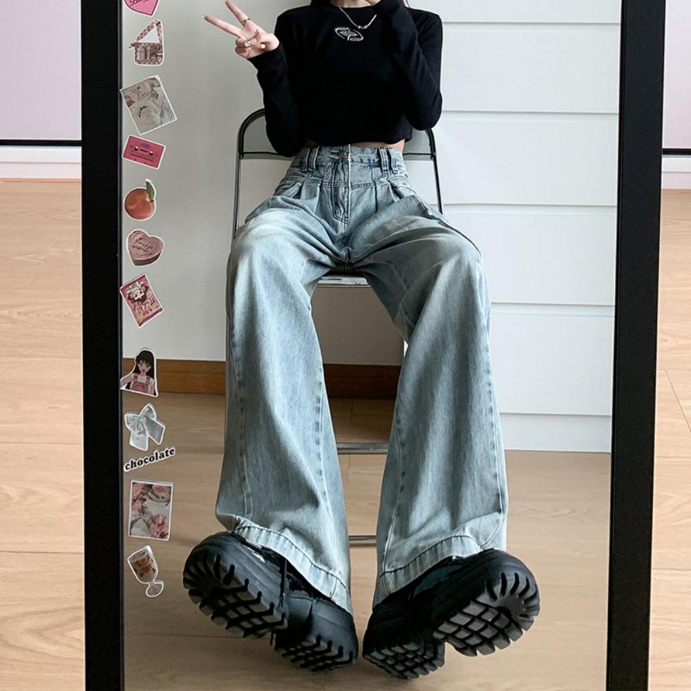 2394 High Street Commuter Design Sense Denim Wide Leg Pants Women's Spring and Autumn New High Waist Versatile Floor Mopping Jeans