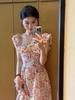Seaside Summer Chic Floral Short Sleeve Slimming Dress