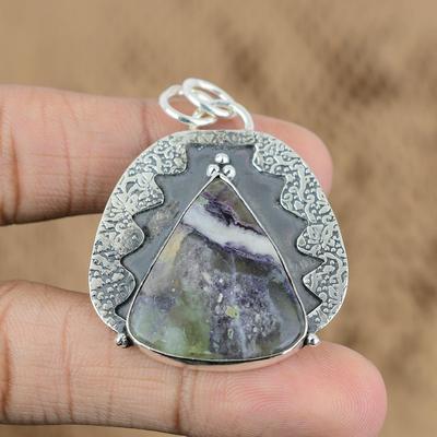 Natürlicher Chevron-Amethyst Edelstein Anhänger 925 Sterling Silber Schmuck für Mädchen