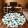 1pc Floral Pattern Blue Flowers Round Chair mat office Area Rug - Non-Slip, Floor Mat for Office, Bedroom, Ideal home decor gift p0105081