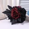Artificial Flowers Bridal Bouquet Gothic Wedding Bouquet Red/Purple and Black Wedding Flower Bouquet for Bridesmaids