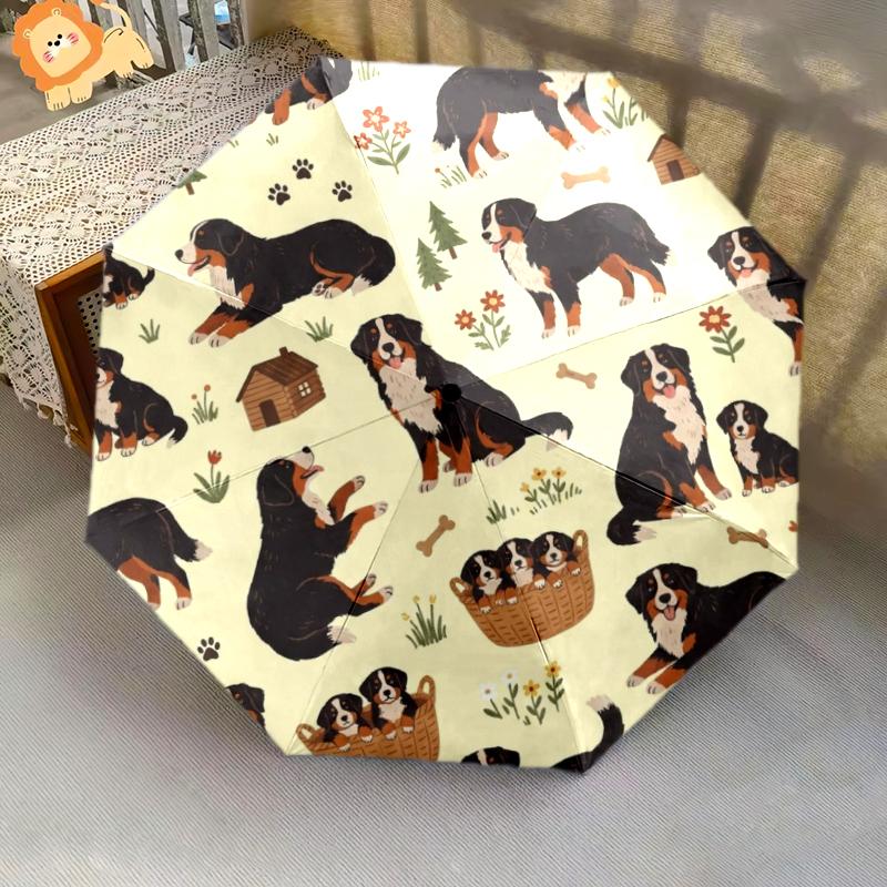 1 PC Automatic Folding Umbrella - Cute Dog Pattern, Portable & Foldable Design with 8 Ribs, Christmas Birthday Gifts