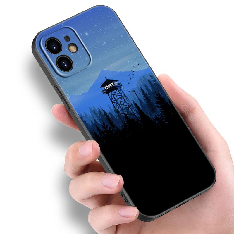 Deep Forest Firewatch Phone Case For Apple iPhone 14 13 12 Mini 11 Pro Max 7 8 XR X XS 7 8 Plus SE 2020 2022 Black Cover