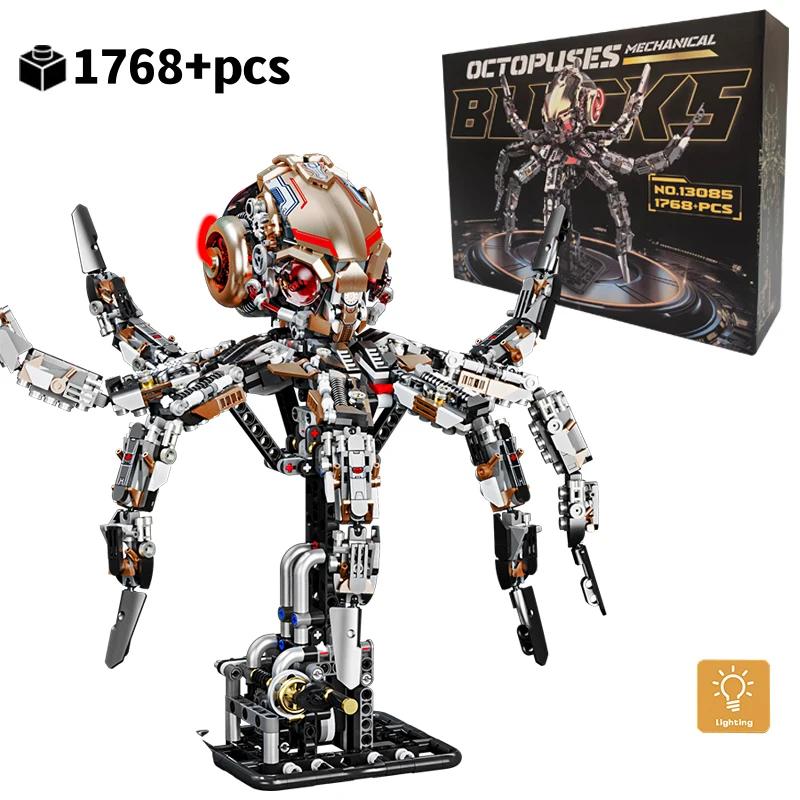 STEM Mechanische Meeresbewohner Bausteine Beweglicher Wal Oktopus Mantarochen Piranha MOC Kreative Desktop-Dekoration Geschenk
