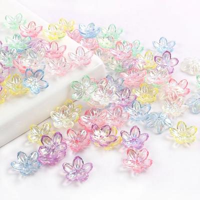 ZW18 100PCS 12mm Plating Petal Flower Beads Acrylic Frosted Handmade Minimalist Flower Bowknot Beads DIY Bracelet DIY Wholesale