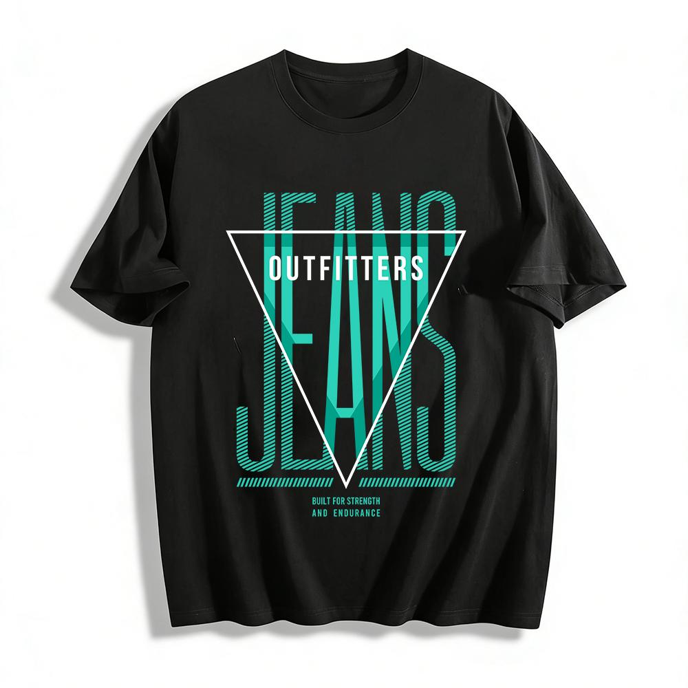 

Vintage Graphic Letter Jeans Themed Casual Tee For Men Women Pure cotton T-shirt XXS