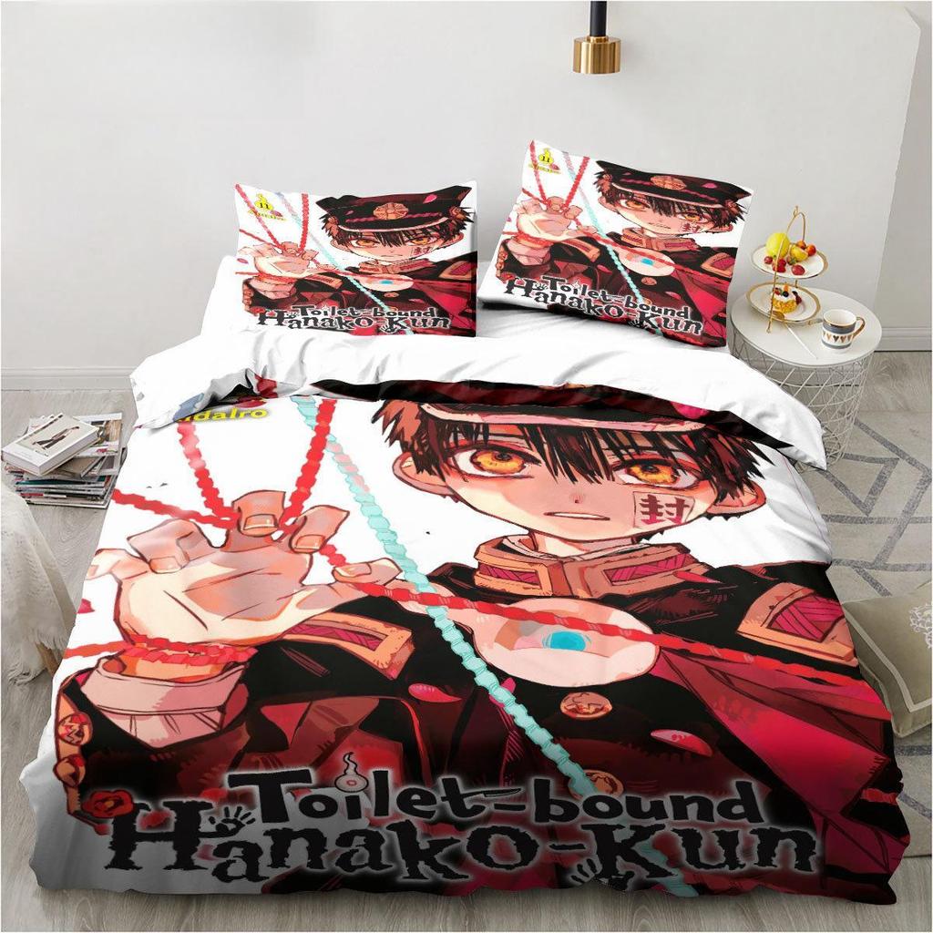 Anime Toilet-Bound Hanako-kun 3D-gedrucktes 2/3-teiliges Bettwäscheset Bettdeckenbezüge Kissenbezüge Bettdecke Bettwäscheset Bettwäsche