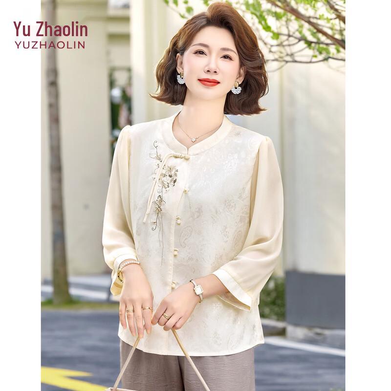 YUZHAOLIN New Chinese Style Floral Blouse for Women 2XL