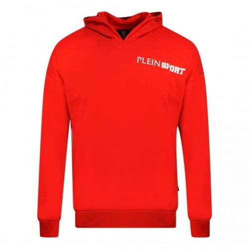Plein Sport Mens Block Logo Leather Patch Hoodie