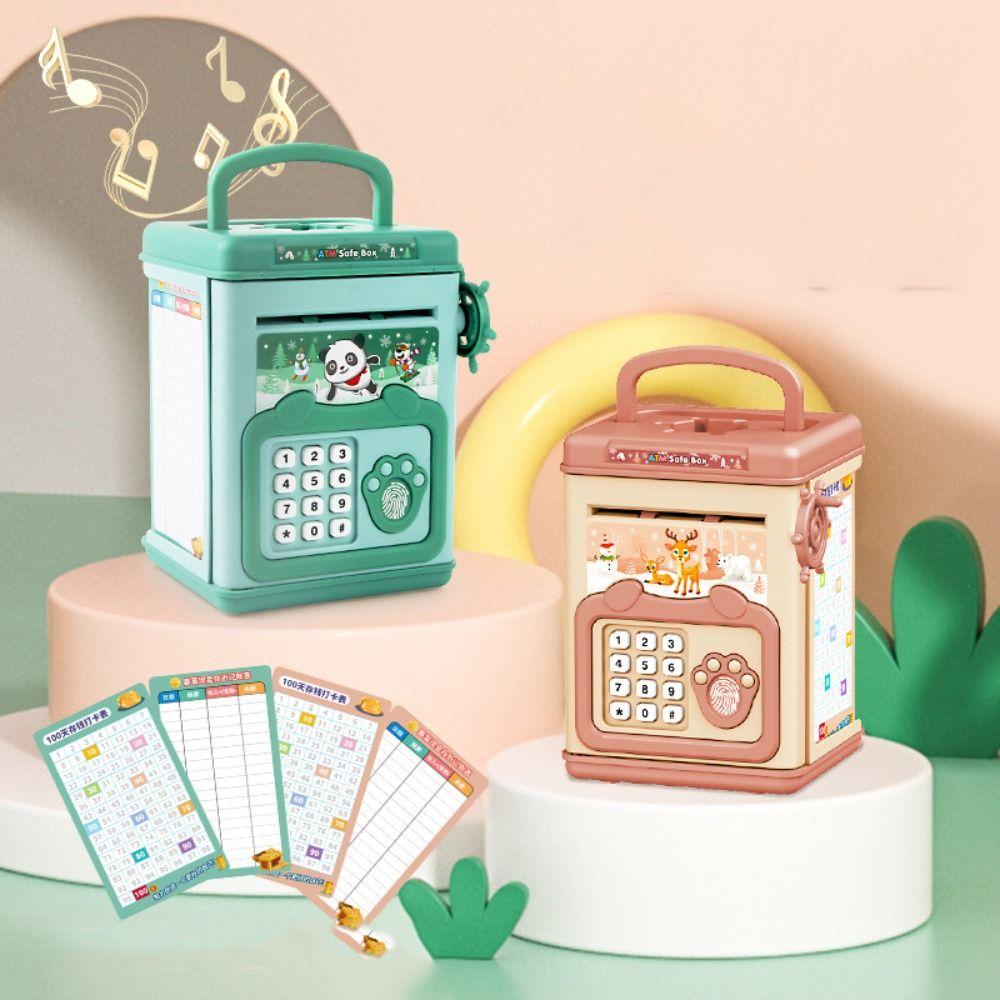 

Coins Deposit Boxes Coins Cash Safe Box Password Money Box Children Money Boxes Mini Atm Machine зелений