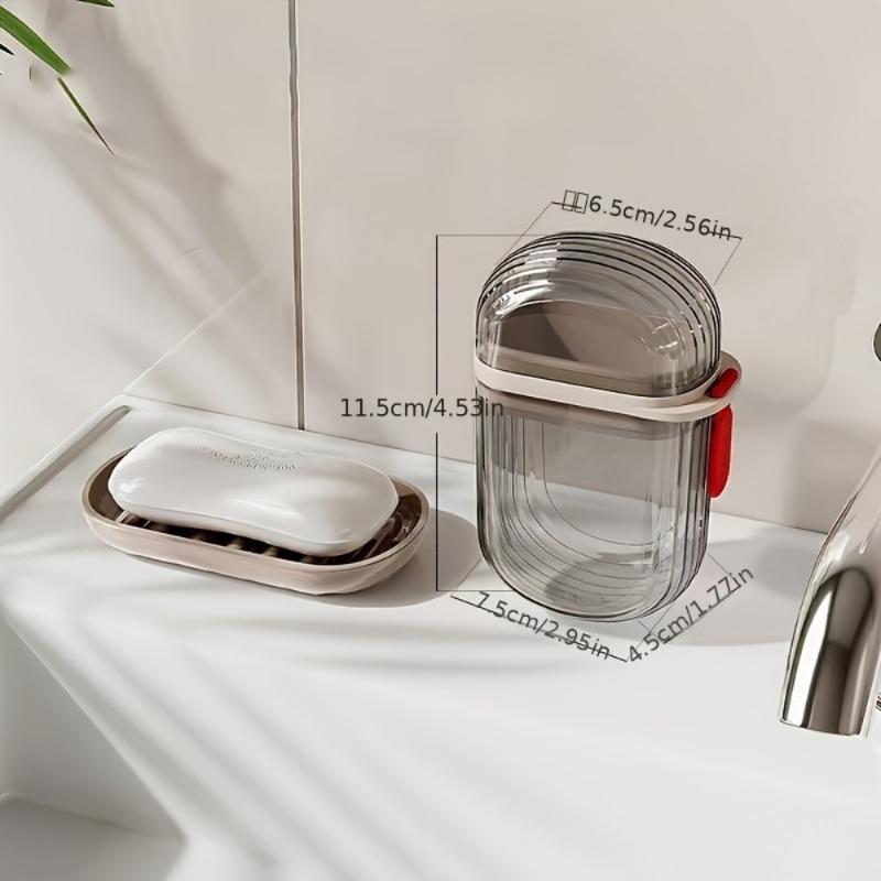 1SET Portable Soap Cassette with Lid - Sealed Drain Design Soap Box Travel Soap Storage Box