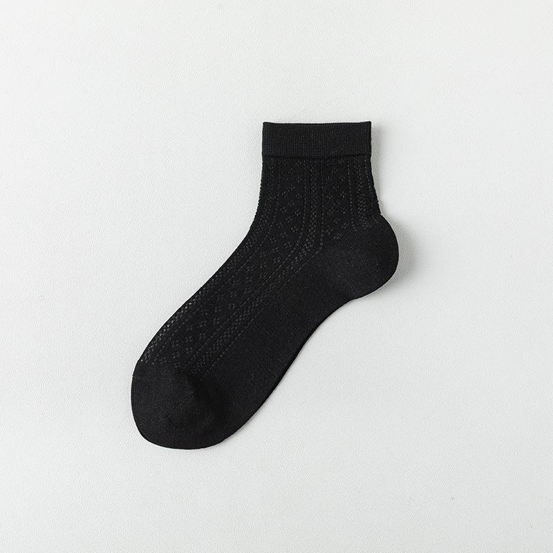Women's Summer Thin Mesh Breathable Antiodor Sweat Absorbing Short Cotton Socks