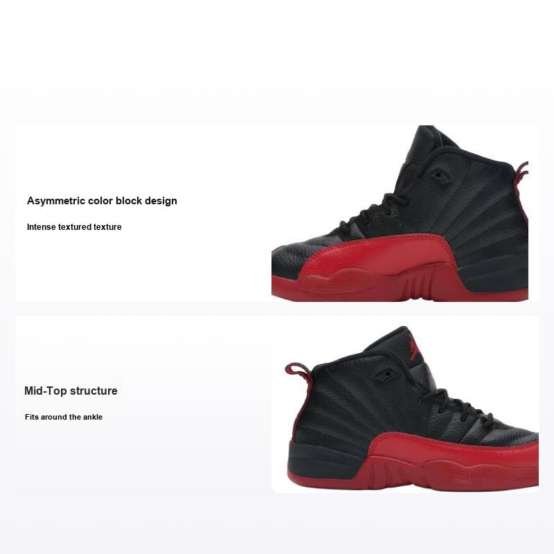 Детские кроссовки Air Jordan 12 Retro PS Flu Game 2016 Black Varsity-Red 151186-002 US 11C