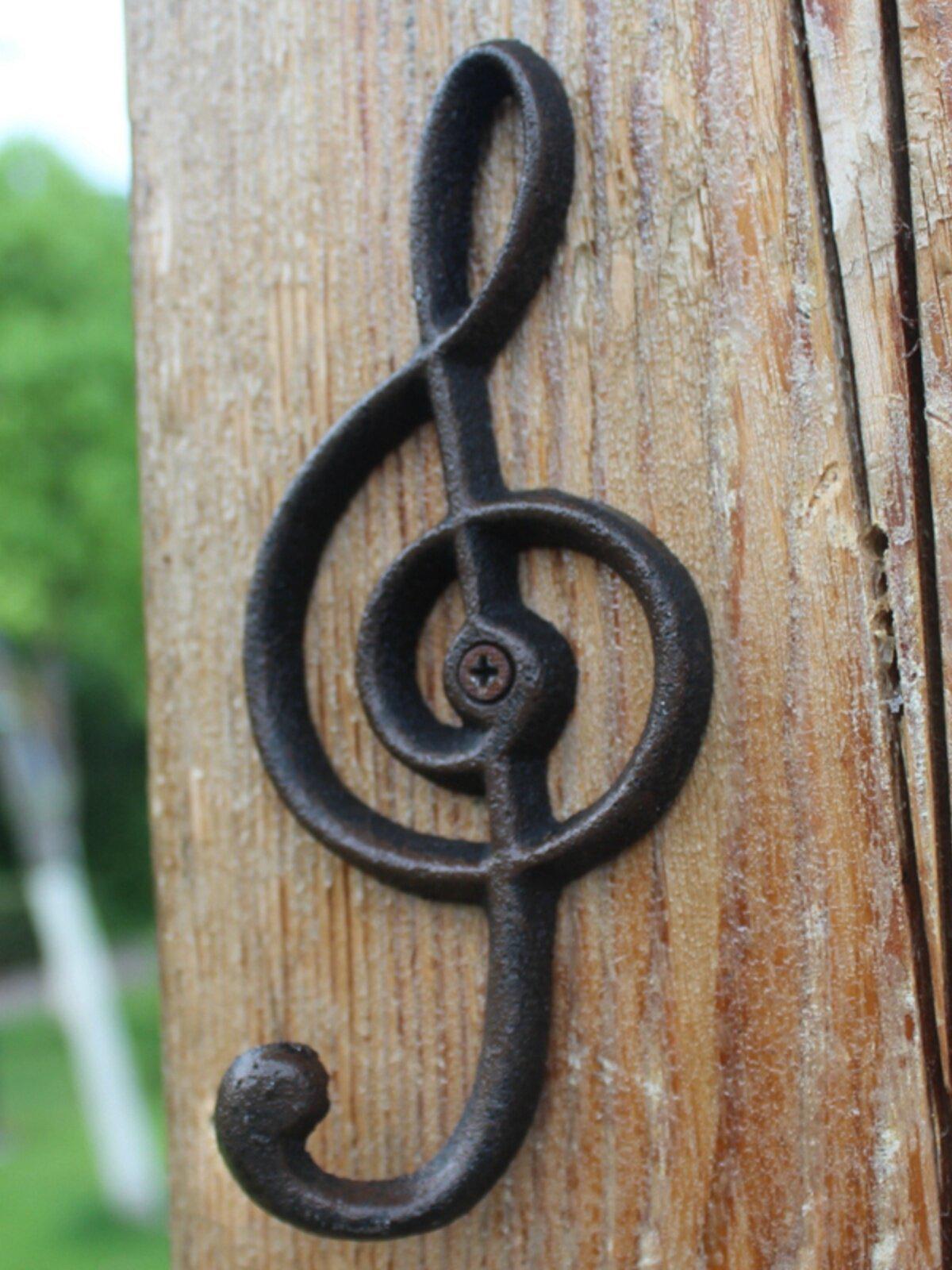 Retro Cast Iron Musical Note Wall Hook for Clothes & Hats Iron