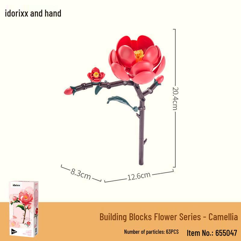 Panlos Floral Building Blocks: Lily, Tulip, Peony, Carnation & Preserved Flower Toy Set
