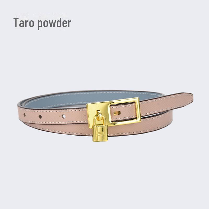 Women's Fashion Leather Belt with Lock Pin Buckle and Adjustable Pockets - Slim All-Match Design