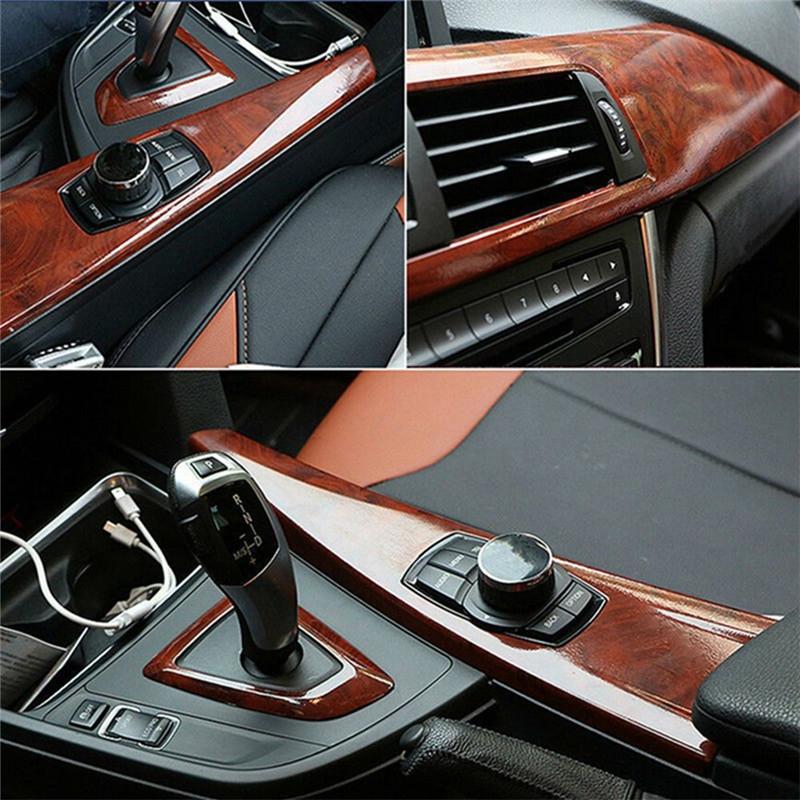 Autocolant Lucios Auto Interior Adeziv Impermeabil Folie Vinil Imitație Lemn Decalcomanii Accesoriu Interior Universal 10*100cm