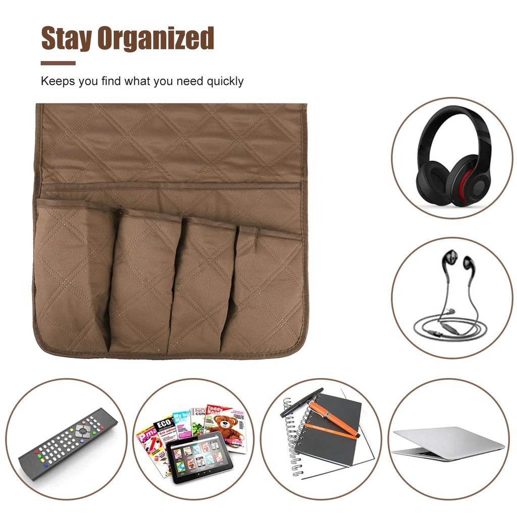 5-Pockets Non-Slip Couch Sofa Chair Armrest organizer Armchair Caddy For Smart Phone,Book,Magazines,Ipad,TV Remote Control Holder