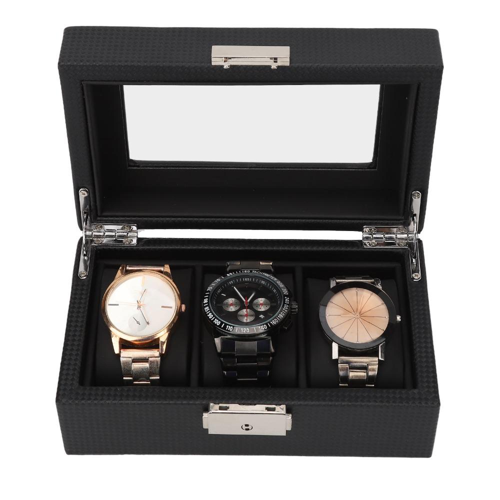 Black Watch Box Carbon Fiber Watch Display Practical Watch Storage Jewelry Display