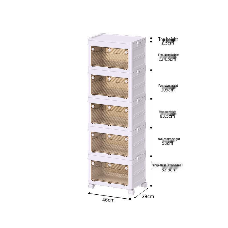 Instant Open Foldable Multi-Layer Plastic Storage Cabinet for Bedroom/Living Room