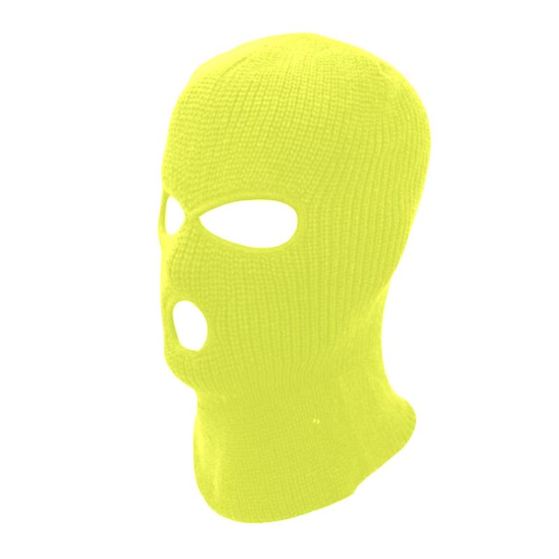 

Мужская зимняя теплая акриловая вязаная балаклава: Трехдырочная шапка и маска для лица для рыбалки и велоспорта One Size флуоресцентный желтый