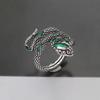 S925 Sterling Silver Snake Coiled Adjustable Ring - Women's Retro Cold Style Trendy Accessory