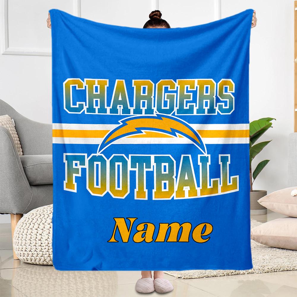 Chargers Football Team Personalized Name Blanket Cozy Personalized Blanket Warmthful Decor Throw For Bedding Seaside Bed Home Decor for All Occasions