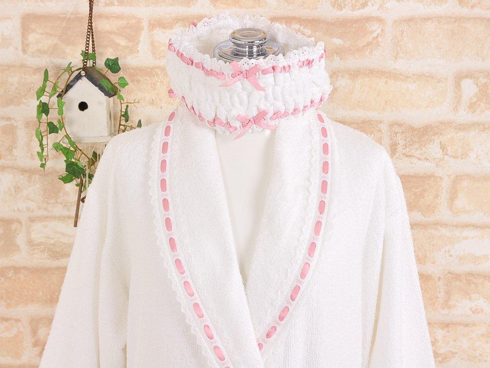 Towel Bathrobe with Hair Band Length 100cm 18115 X [K's Eye] Women's (Off Pink)