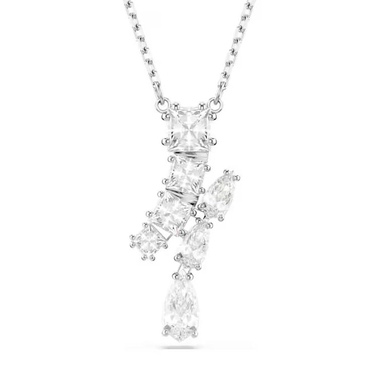 

Swarovski Matrix Pendant With Cubic Zirconia Rhodium Plated Necklace Women necklace Silver 5700420 Box+Shopping Bag (Random Color)