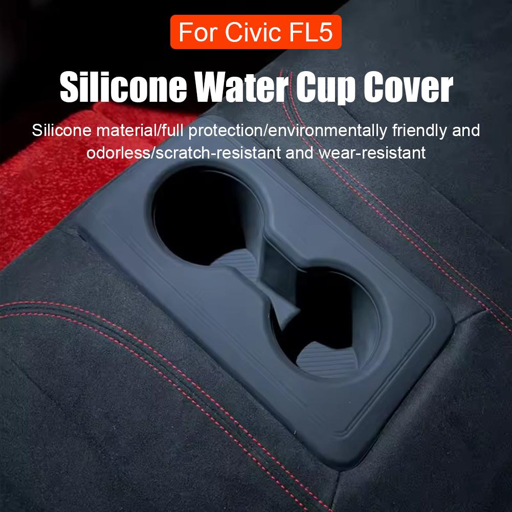 For Civic R FL5 Silicone Water Cup Holder Rear Seat Leakproof Silicone Center Console Cup Stand Car Interior Accessories