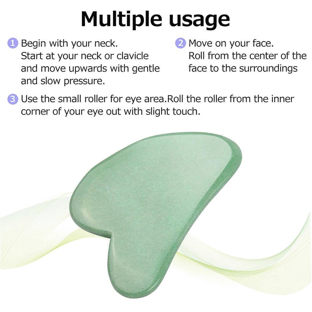 Scraping Plate Natural Jade Set Heart Shaped Crystal Double End Roller Facial Massage For Soothing Face Neck Body Muscles Fine Lines and Wrinkles