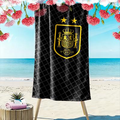 Spanish National Emblem Black Design Beach Towel Quick-drying for Travel Outdoor Sports Jogging Beach and Swimming