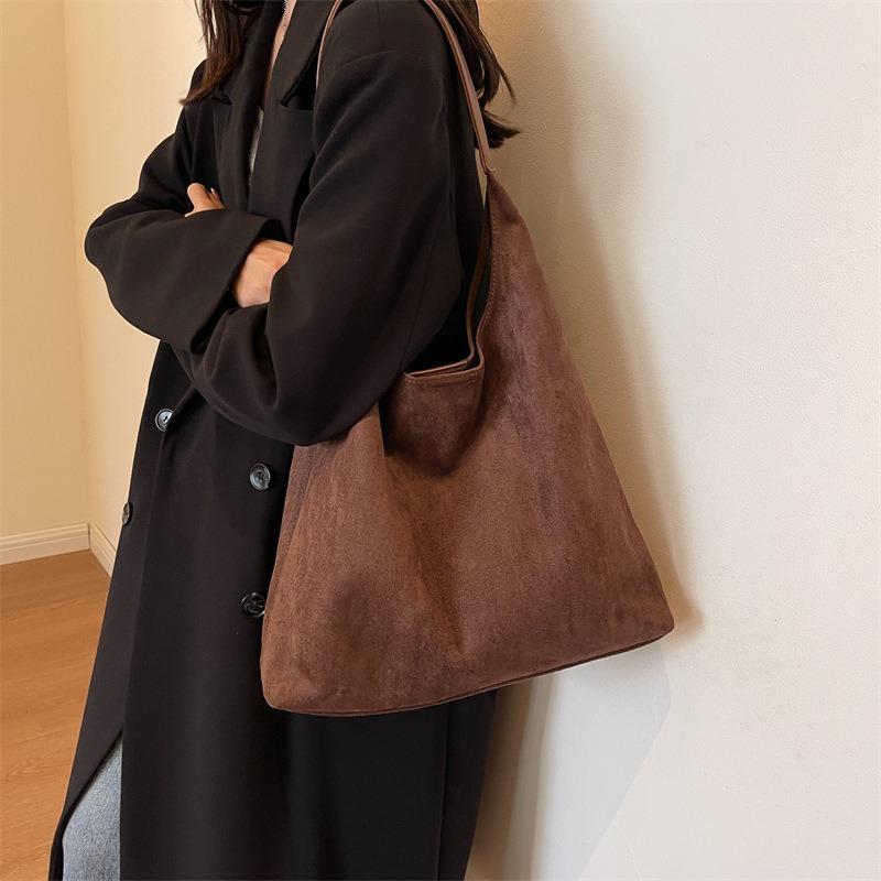 Commuter child and mother tote bag new simple suede shoulder underarm bag women's large-capacity versatile women's bag