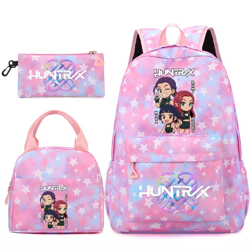 Set 3 piese/set Anime Desene animate Kpop Imprimate Rucsac Geantă de mână Etui pentru creioane pentru Adolescent Student Fată Băiat Ghiozdan Copil Ghiozdan Capacitate Mare Geantă de călătorie Cadou