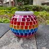 Changing Color Solar Glass Mosaic Sphere Led Garden Light Lanterns Gift Rainbow