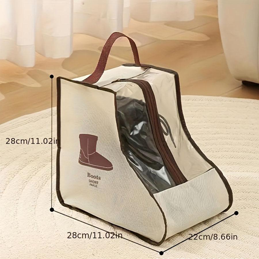 

Waterproof Portable Travel Shoe Bags with Handle, Dustproof Ankle Boot Storage Bags, Short Boot Organizer for Men Women бежевый