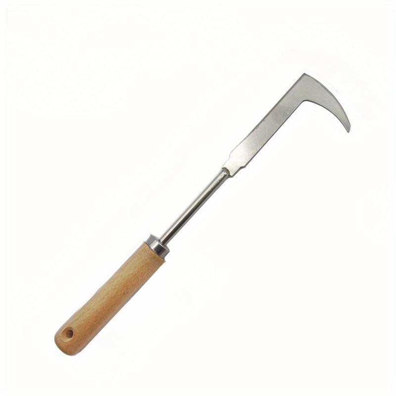 Ergonomic Manual Weeding Tool - Beechwood Handle, Pure Metal Blade for Lawn Mower & Road Crack Removal
